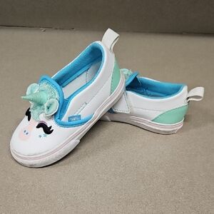 Vans Kids White Mint Aqua Unicorn Slip-On Sneakers